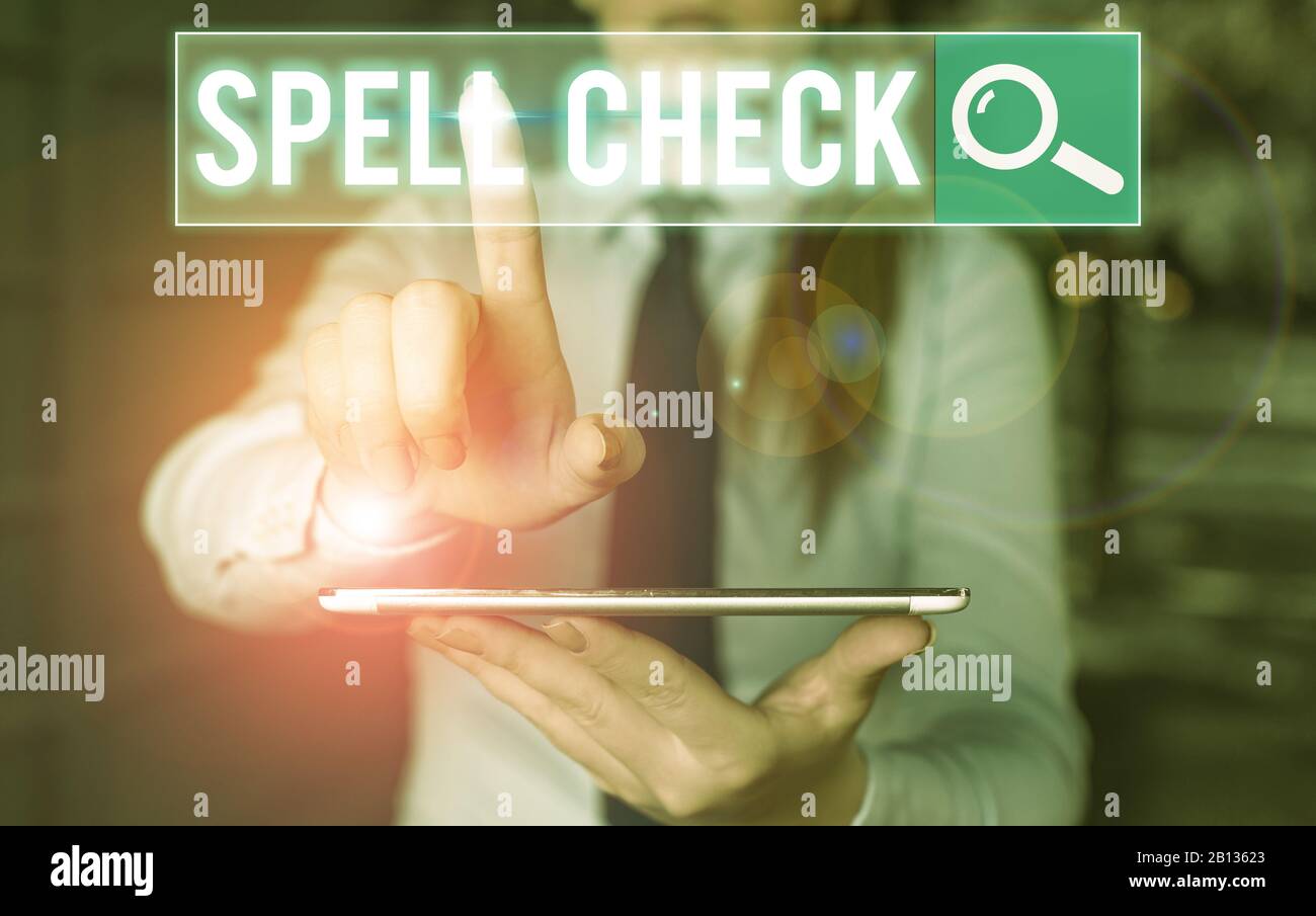 Signo de texto que muestra Revisión ortográfica. Texto de la foto del