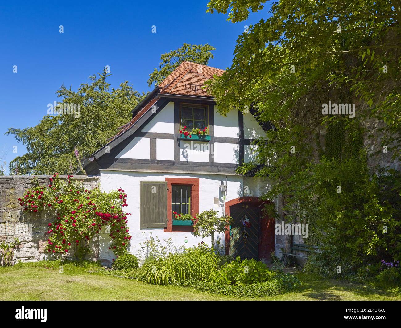Casa de jardinero en Schloss Wilhelmsburg en Schmalkalden, Turingia, Alemania Foto de stock