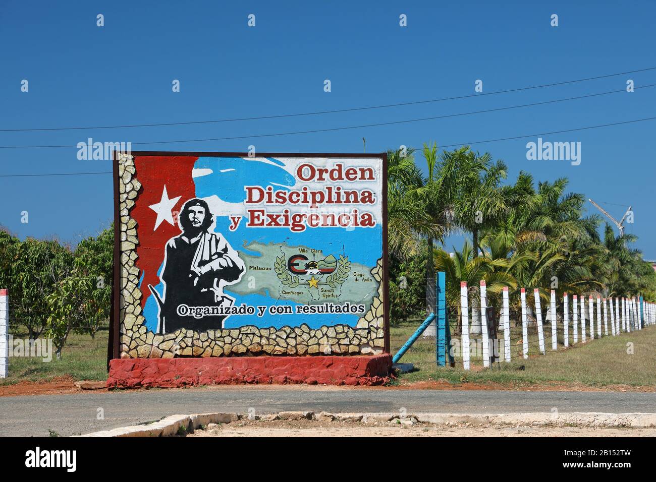 Che Guevara-referencia frente a un área militar, Matanzas, Cuba, Cuba, Matanzas Foto de stock