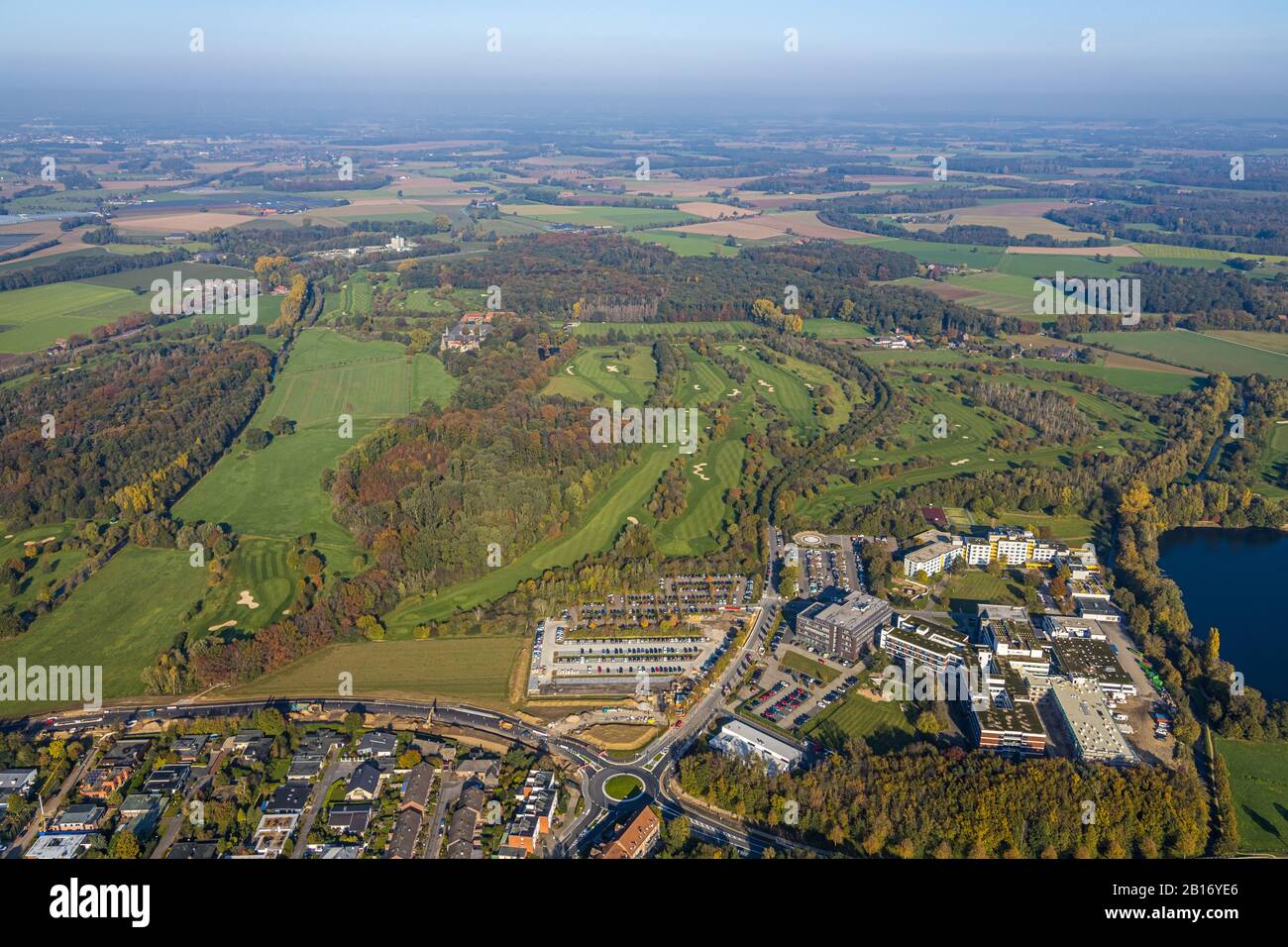 Foto Aérea, Vista Desde Geldern, St.-Clemens-Hospital Geldern, Castillo Haag, Campo De Golf Gelderland, Guelders, Bajo Rin, Renania Del Norte-Westfalia, Ger Foto de stock