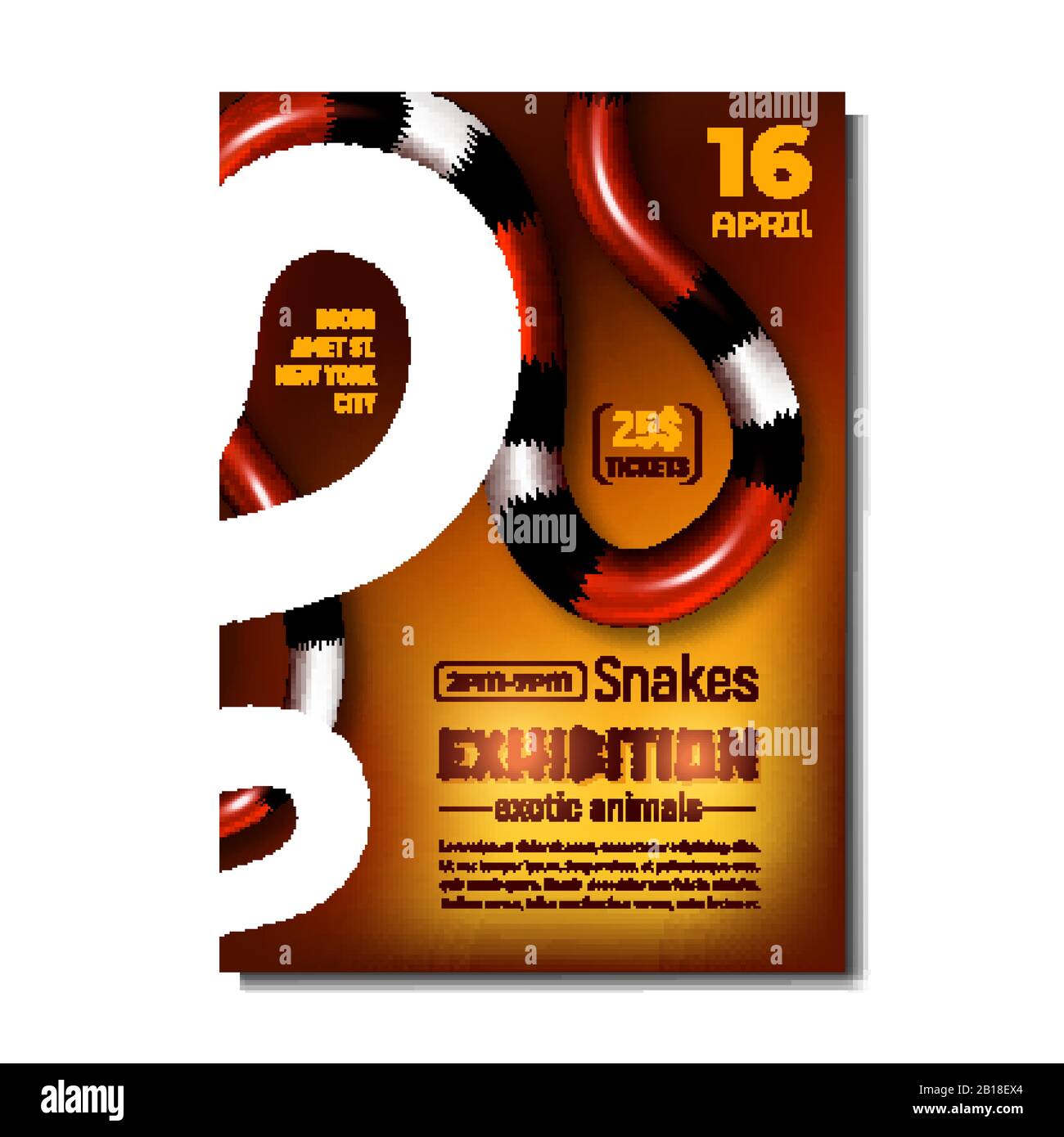 Exposición De Serpientes Animales Exóticos Poster Vector Ilustración del Vector