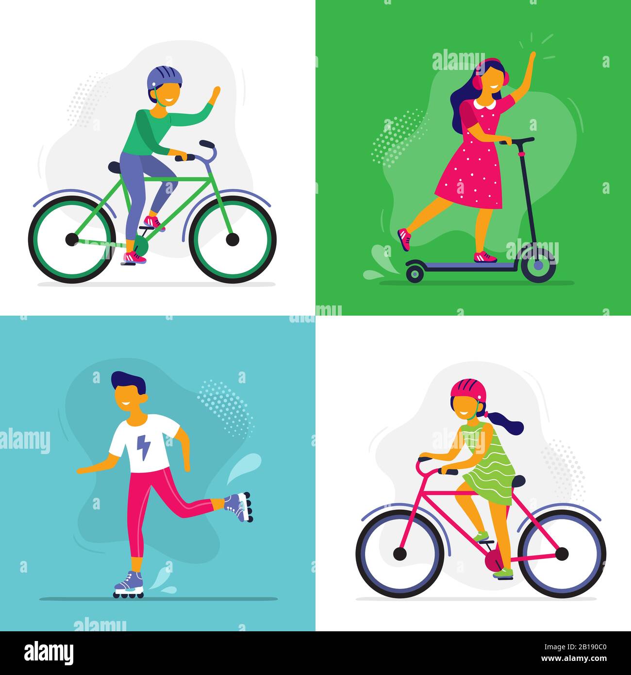 amigos montando en bicicleta semi plano color vector caracteres. bicicleta  para dos gente. al aire libre