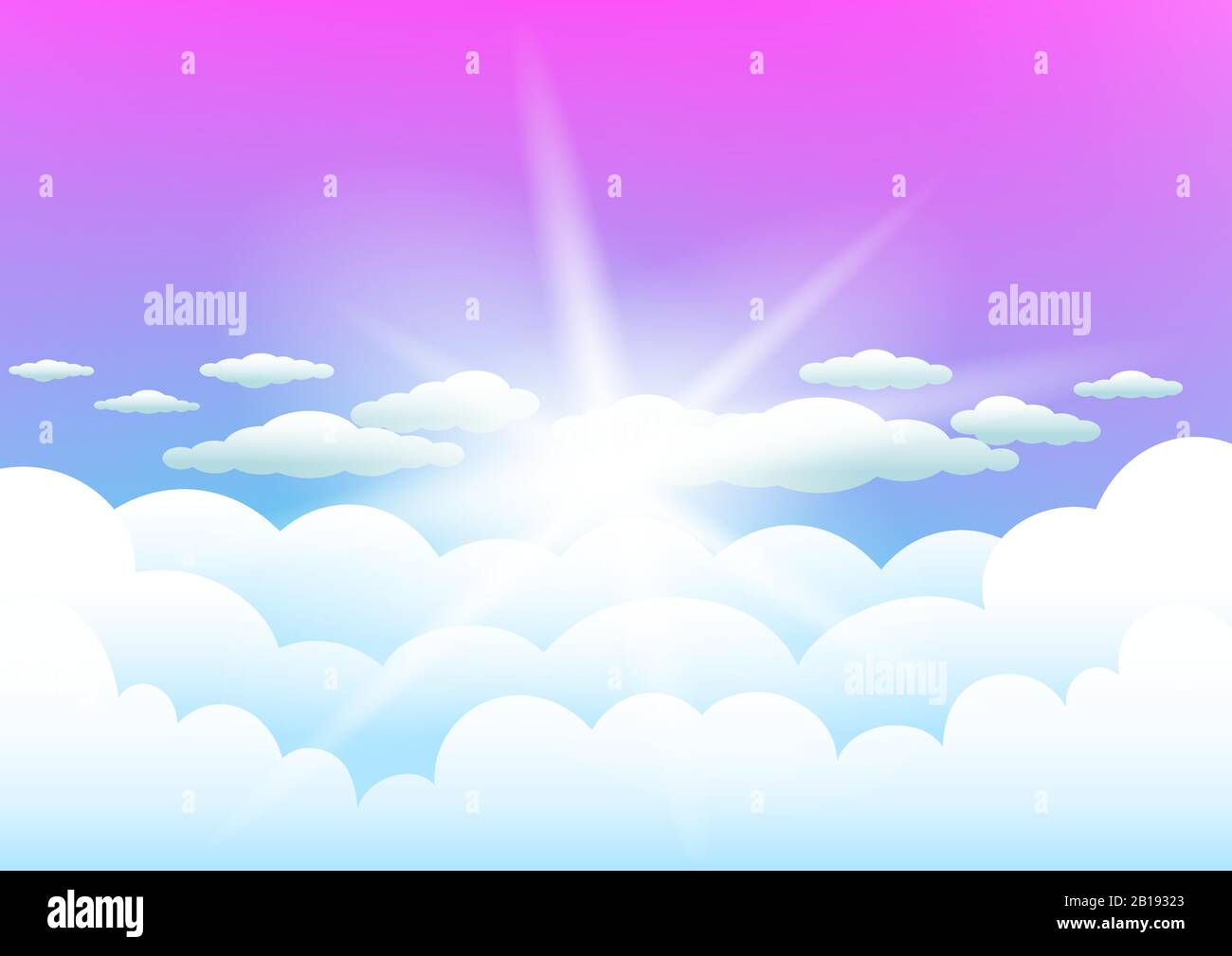 plantilla de luz solar de cielo rosa y azul Ilustración del Vector