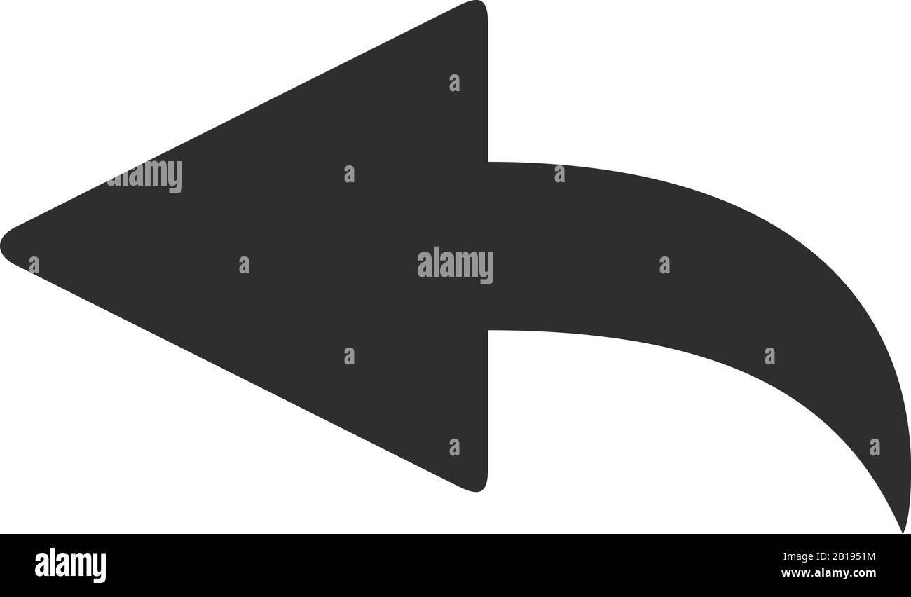 Flecha hacia atrás curva. Icono de puntero izquierdo, símbolo de vector de cursor de curva Ilustración del Vector