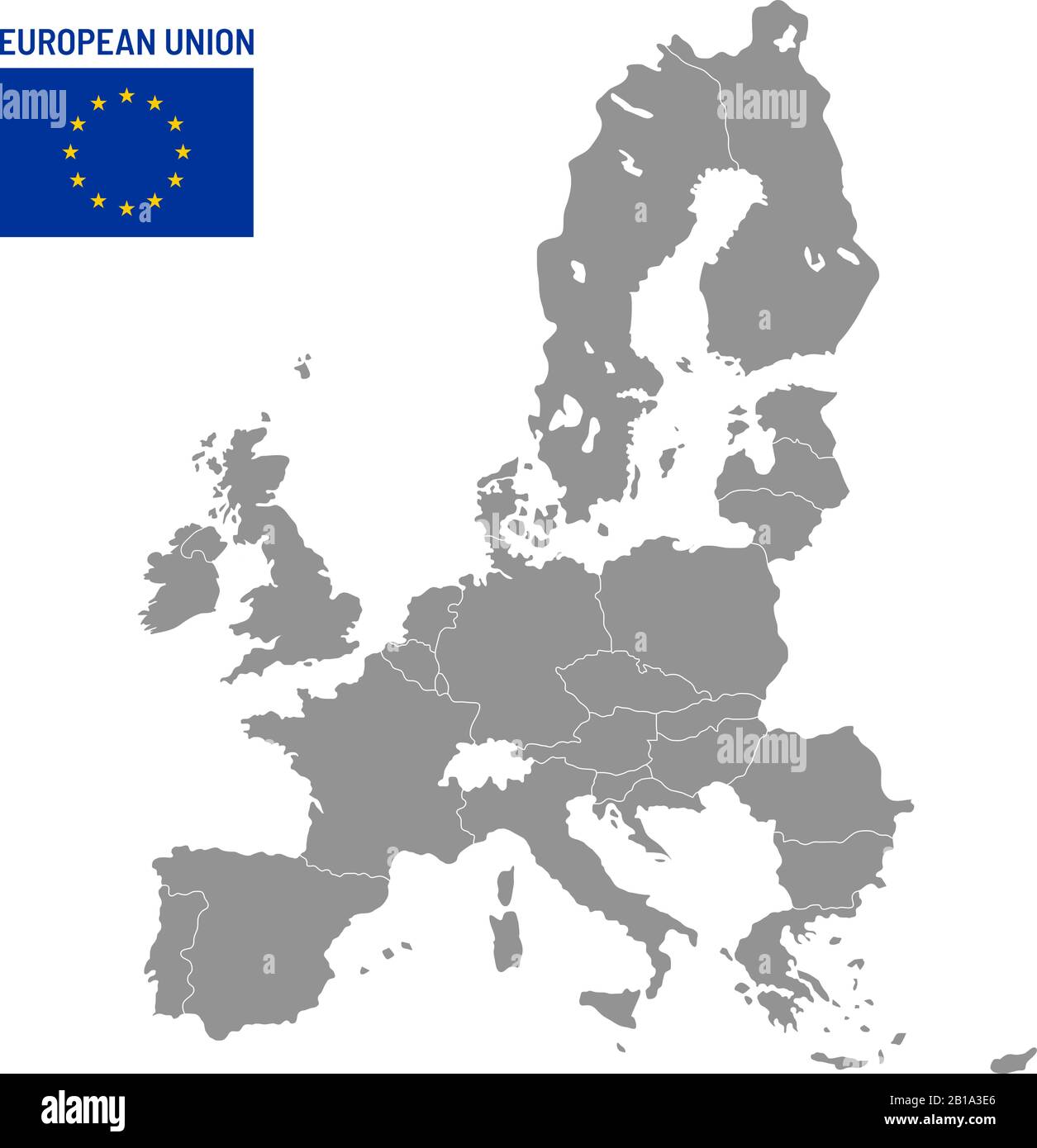 Mapa de la Unión Europea. Países miembros de la UE, europa país ubicación mapas de viajes ilustración vectorial Ilustración del Vector