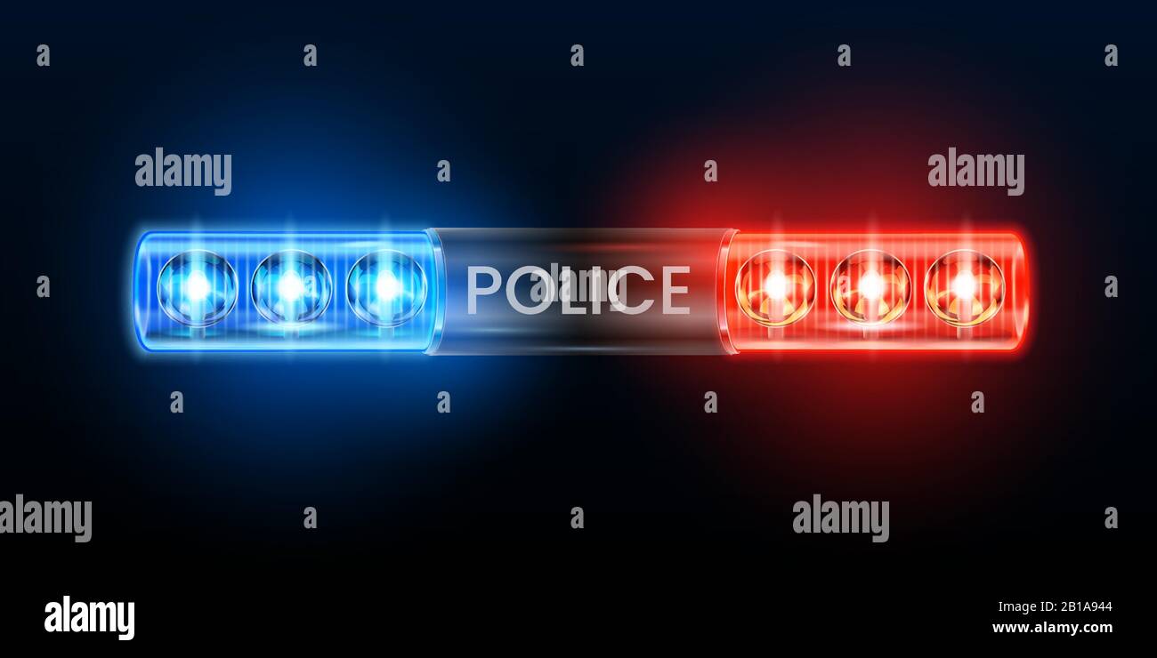 Luces de sirena de policía. Luz intermitente de baliza, luz intermitente de  coche de policía e ilustración vectorial de siren azul rojo Imagen Vector  de stock - Alamy