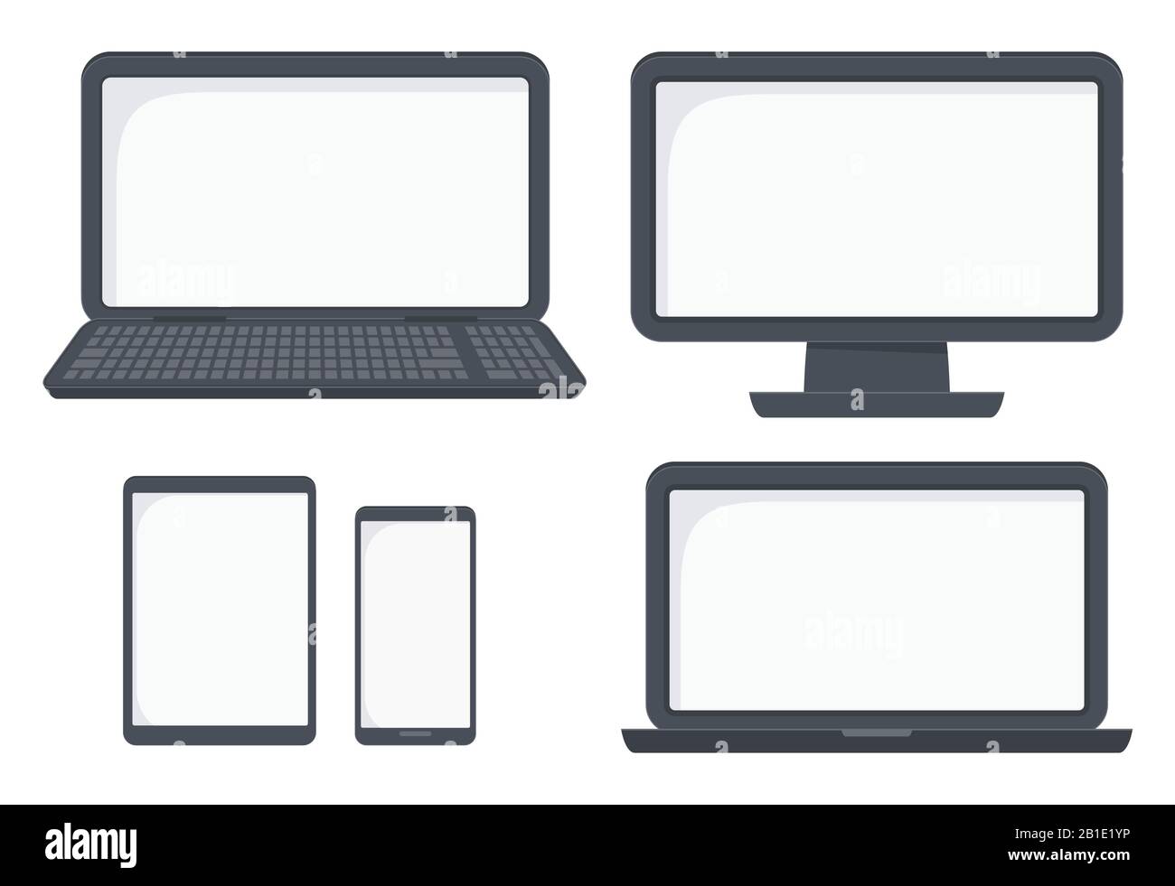 Conjunto de dispositivos electrónicos de vector plano. Ilustración del Vector