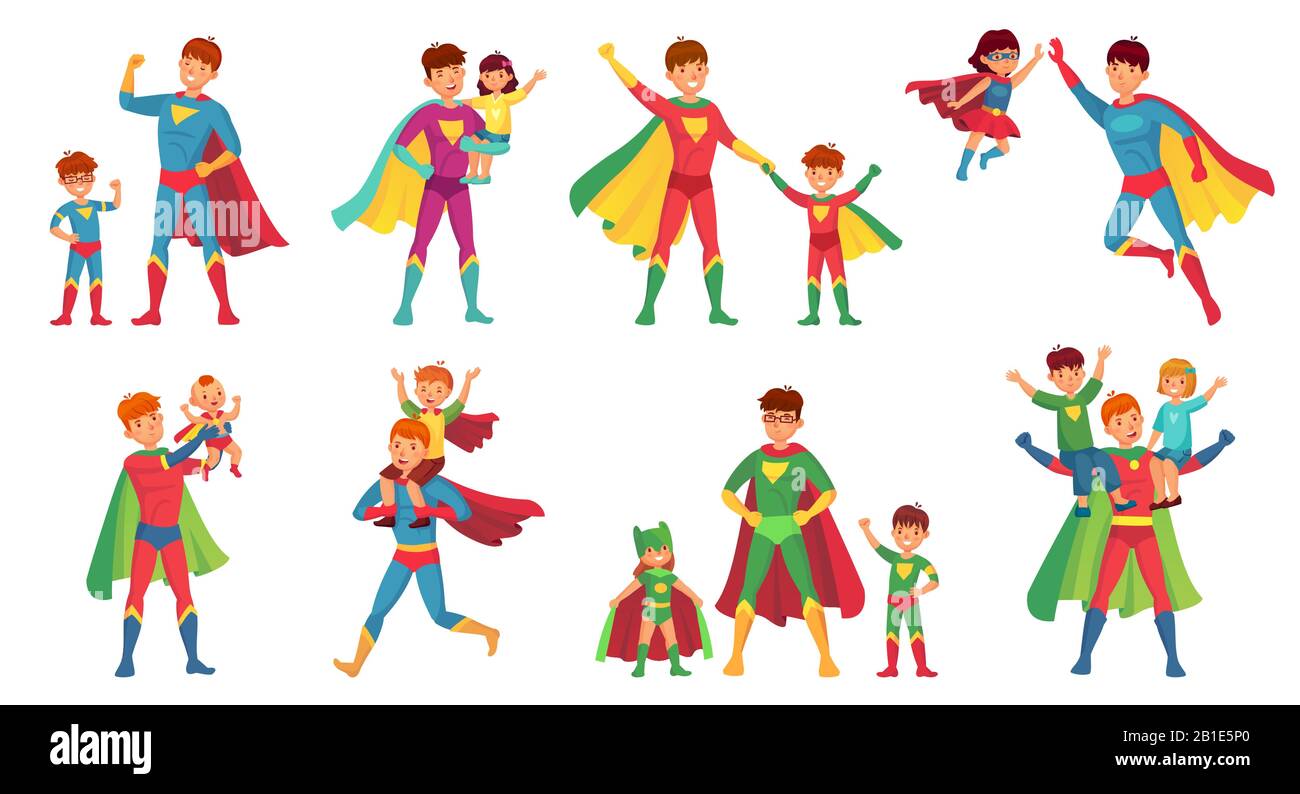 Dibujos Animados Padre Superheroe Feliz Dia De Los Padres Super