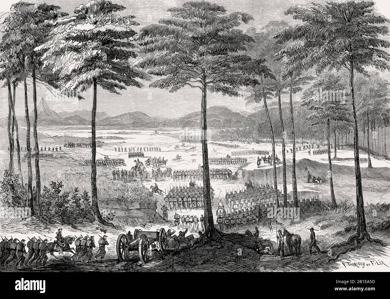 Batalla del Cerro del Borrego, Orizaba, estado de Veracruz, México, Segunda Guerra Franco-Mexicana, 1862 Foto de stock
