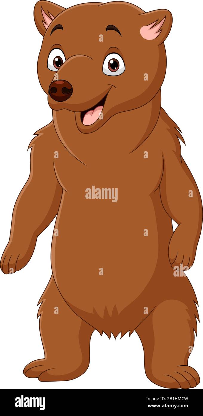 Dibujos animados oso marrón feliz de pie Imagen Vector de stock - Alamy