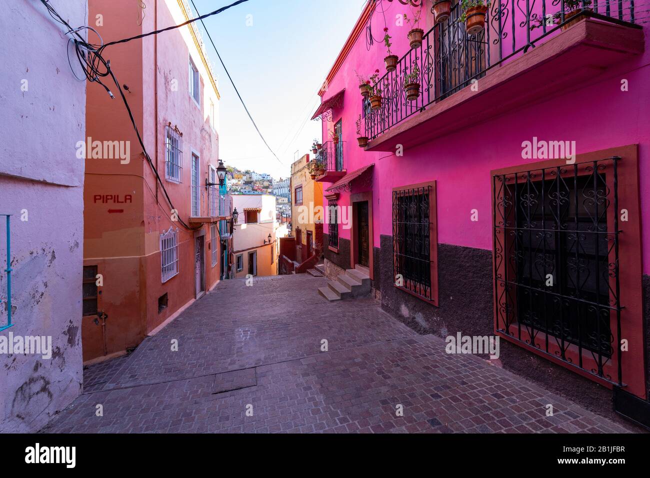 Casas coloniales de colores en el casco antiguo de Guanajuato
