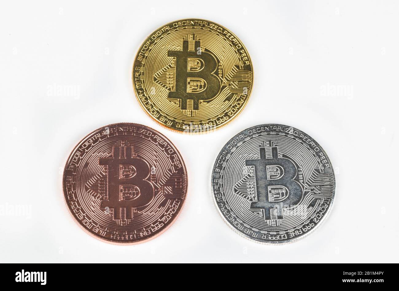 Bitcoinmünzen, Studioaufnahme Foto de stock
