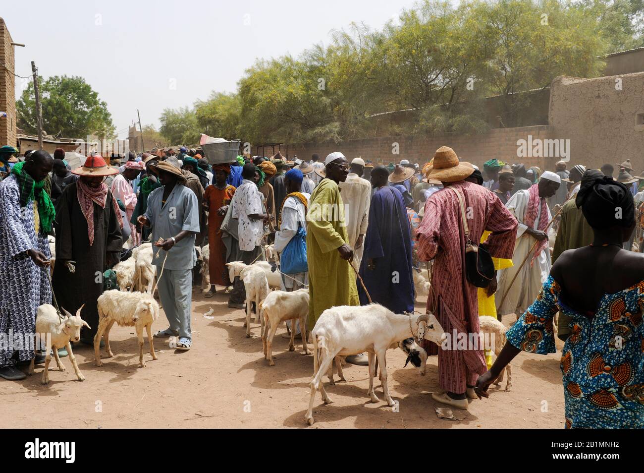 Mali, Djenne, día del mercado, Fulani o Peulh hombre con sombrero tradicional Tengaade / Markttag, Fulbe oor Fulani Mann mit Hut Foto de stock