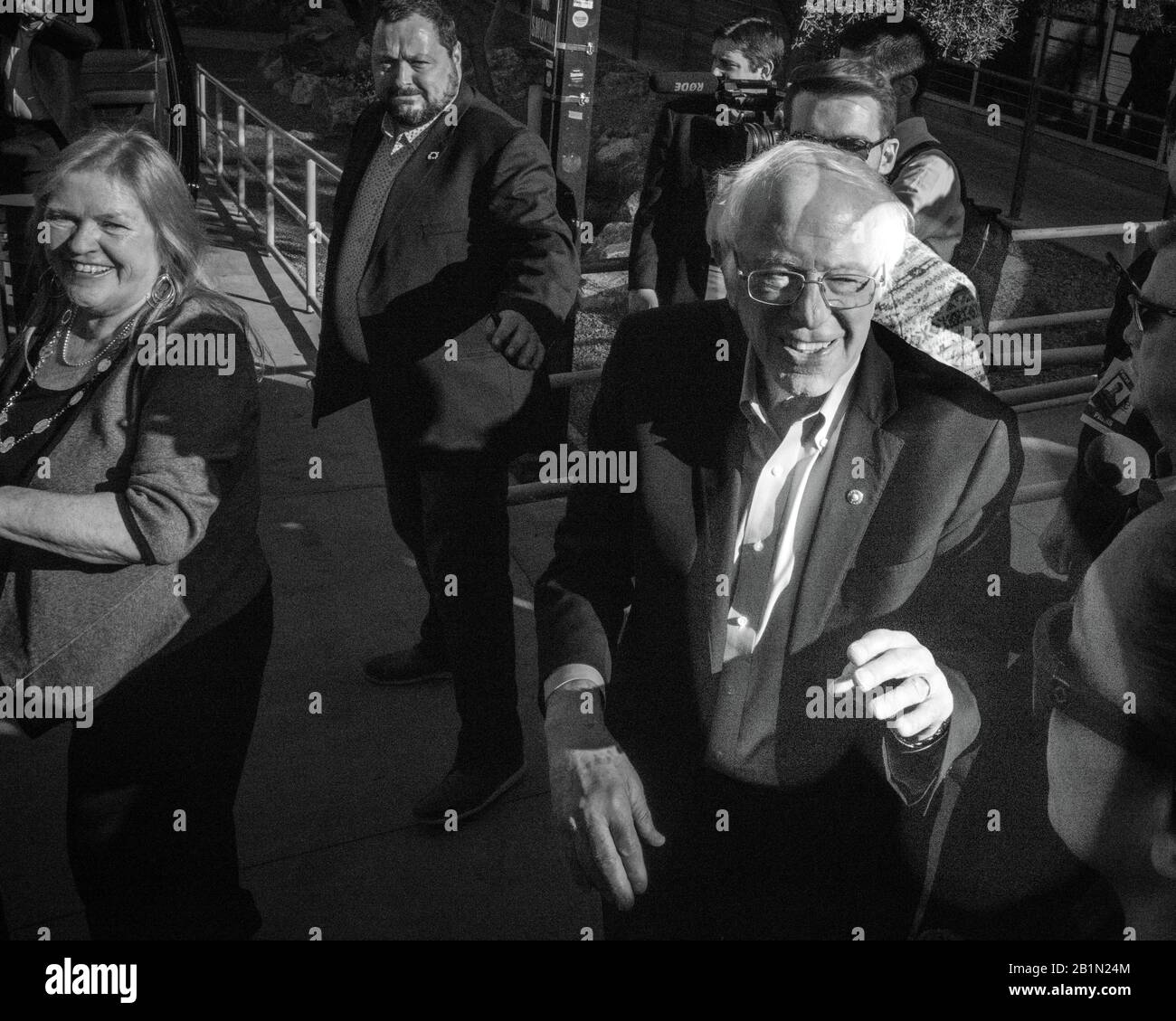 Feb 18, 2020, LAS VEGAS, NEVADA, EE.UU. - el Senador demócrata Bernie Sanders habla en el Rallye Presidencial en la Universidad de las Vegas antes que Nevada Caucus, las Vegas, NV Foto de stock