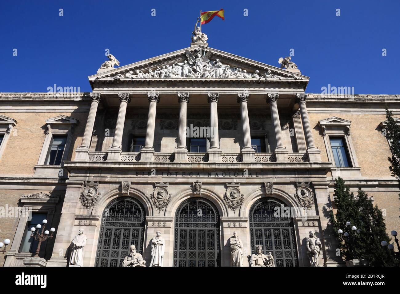Biblioteca Nacional de España. Arquitectura en Madrid. Foto de stock