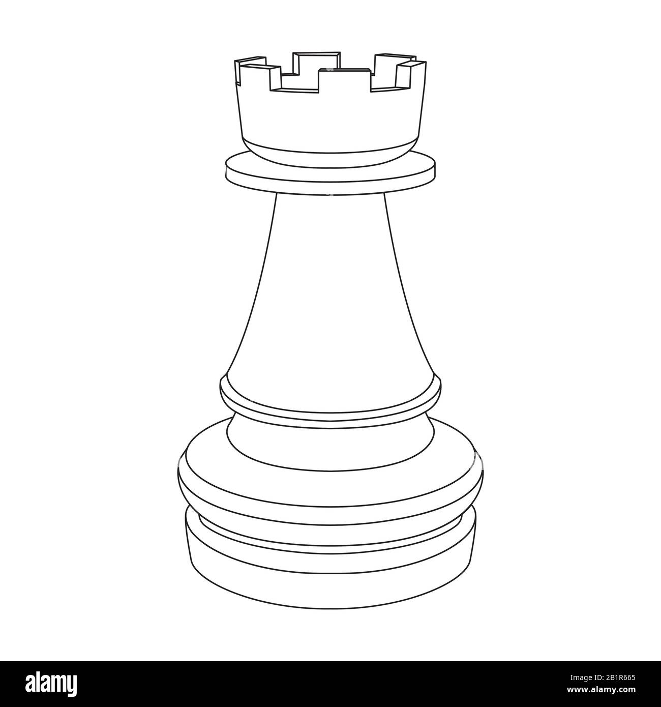 ajedrez rook. Dibujo de esquema Imagen Vector de Alamy