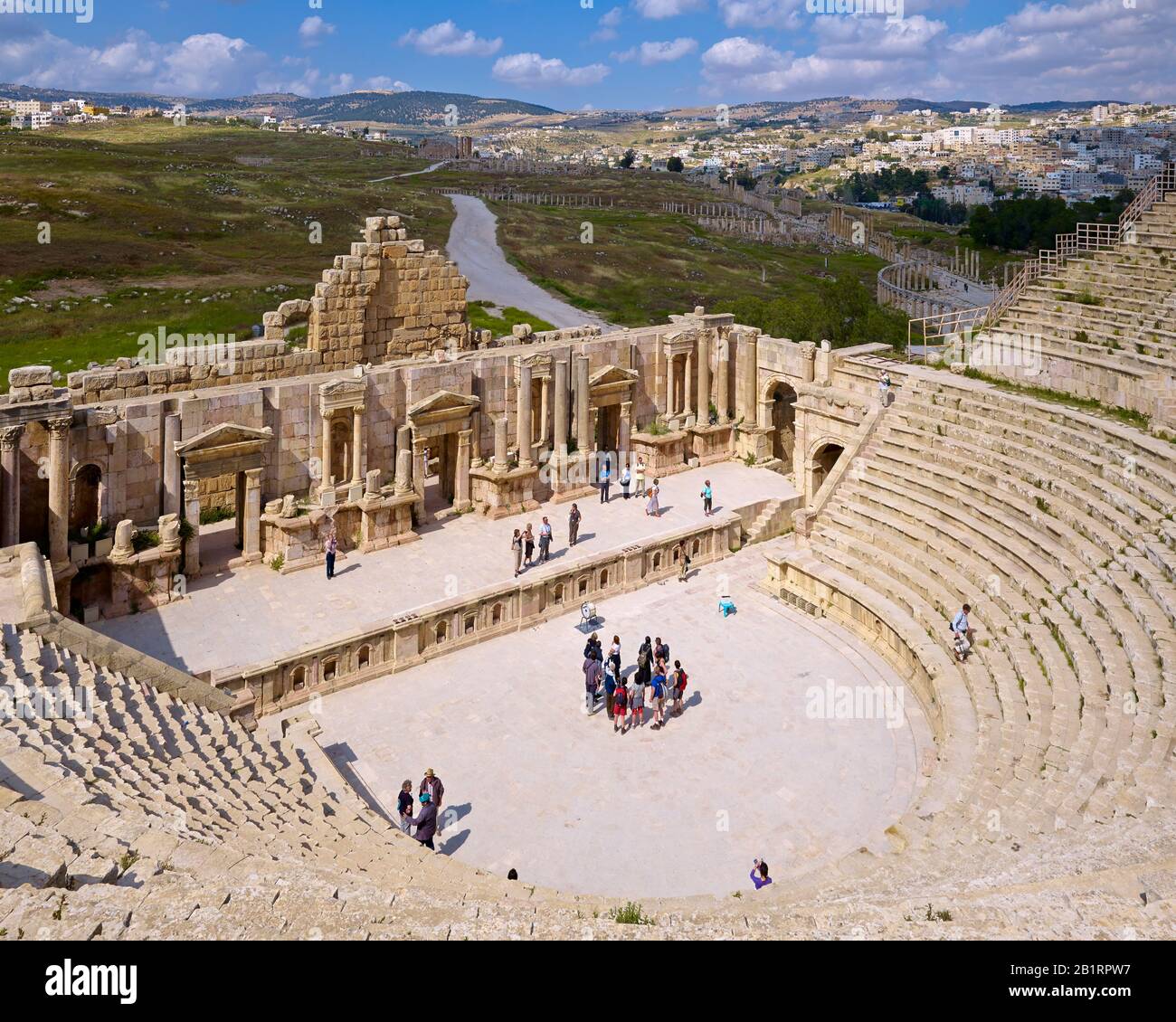 Teatro del sur en Gerasa antiguo o Gerash, Jordania, Oriente Medio, Foto de stock