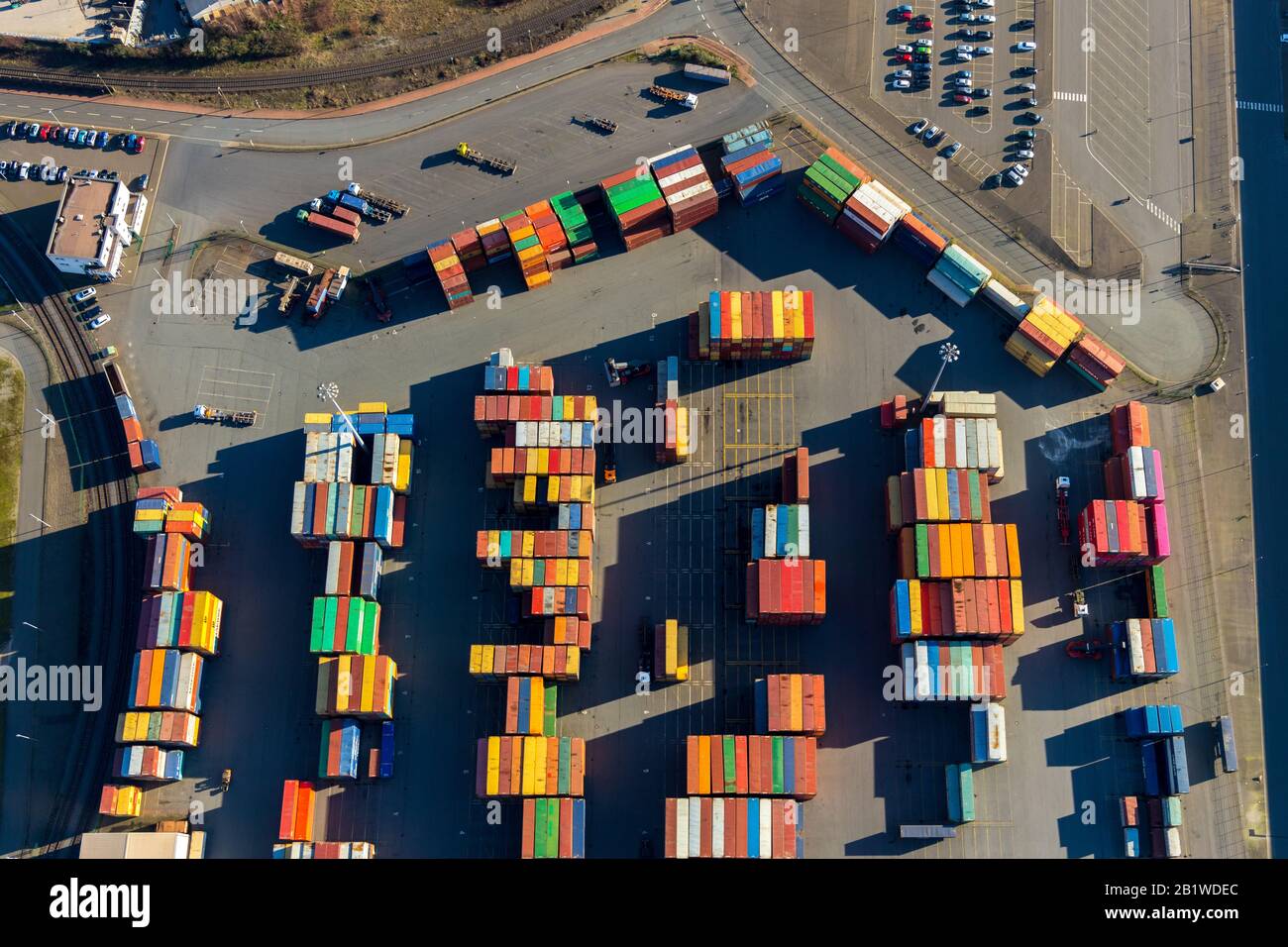 Fotografía aérea, logport II, RRT Rhein-Ruhr Terminal Company for Container and Goods Handling mbH, Duisburg, Ruhr Area, Renania del Norte-Westfalia, Germ Foto de stock