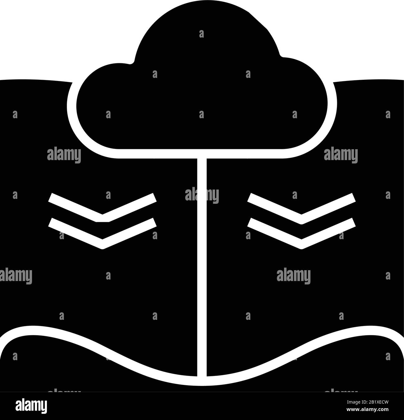 Icono negro de reserva en la nube, ilustración de concepto, símbolo de vector plano, signo de glifo. Ilustración del Vector
