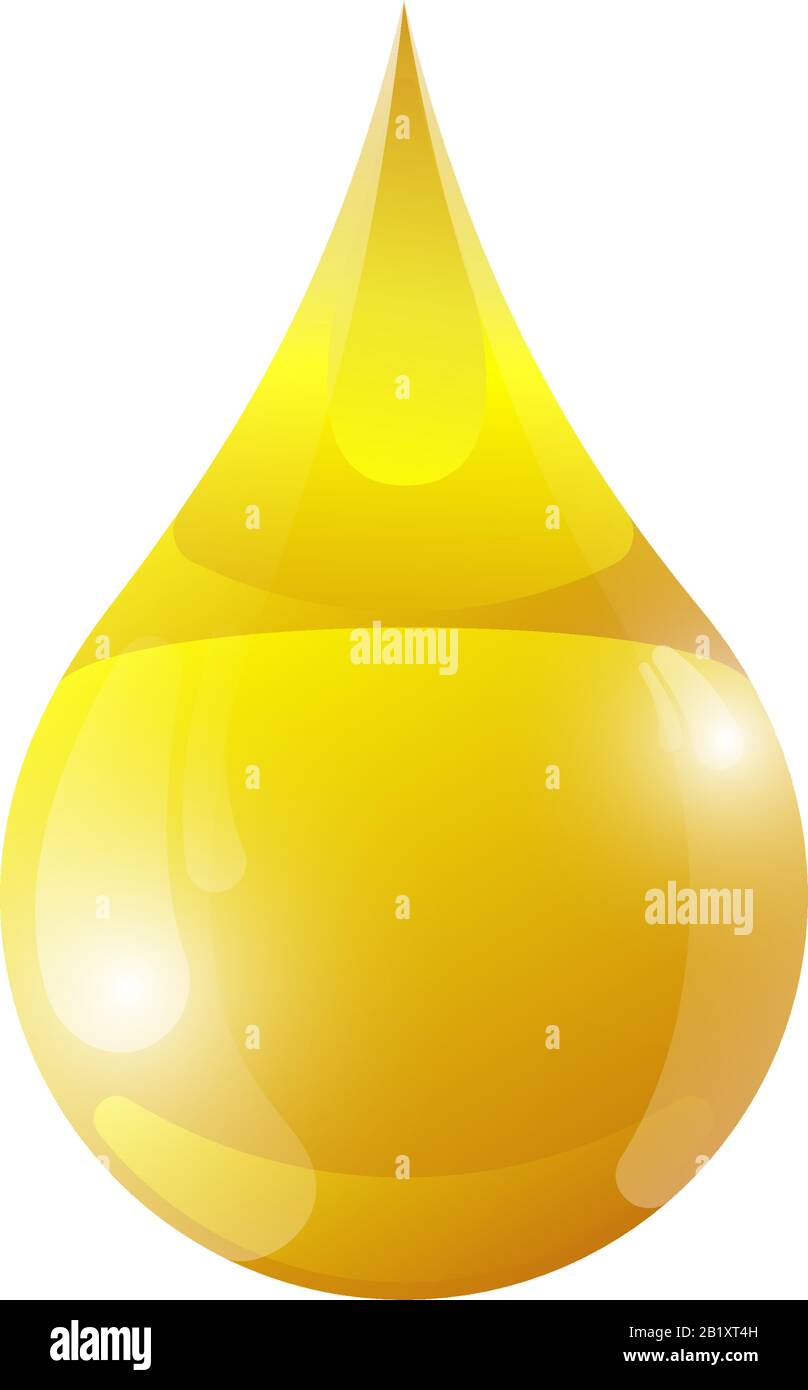 Gota de aceite brillante en 3d líquido dorado. Miel o industrial y petróleo amarillo gota aislado ilustración vectorial Ilustración del Vector