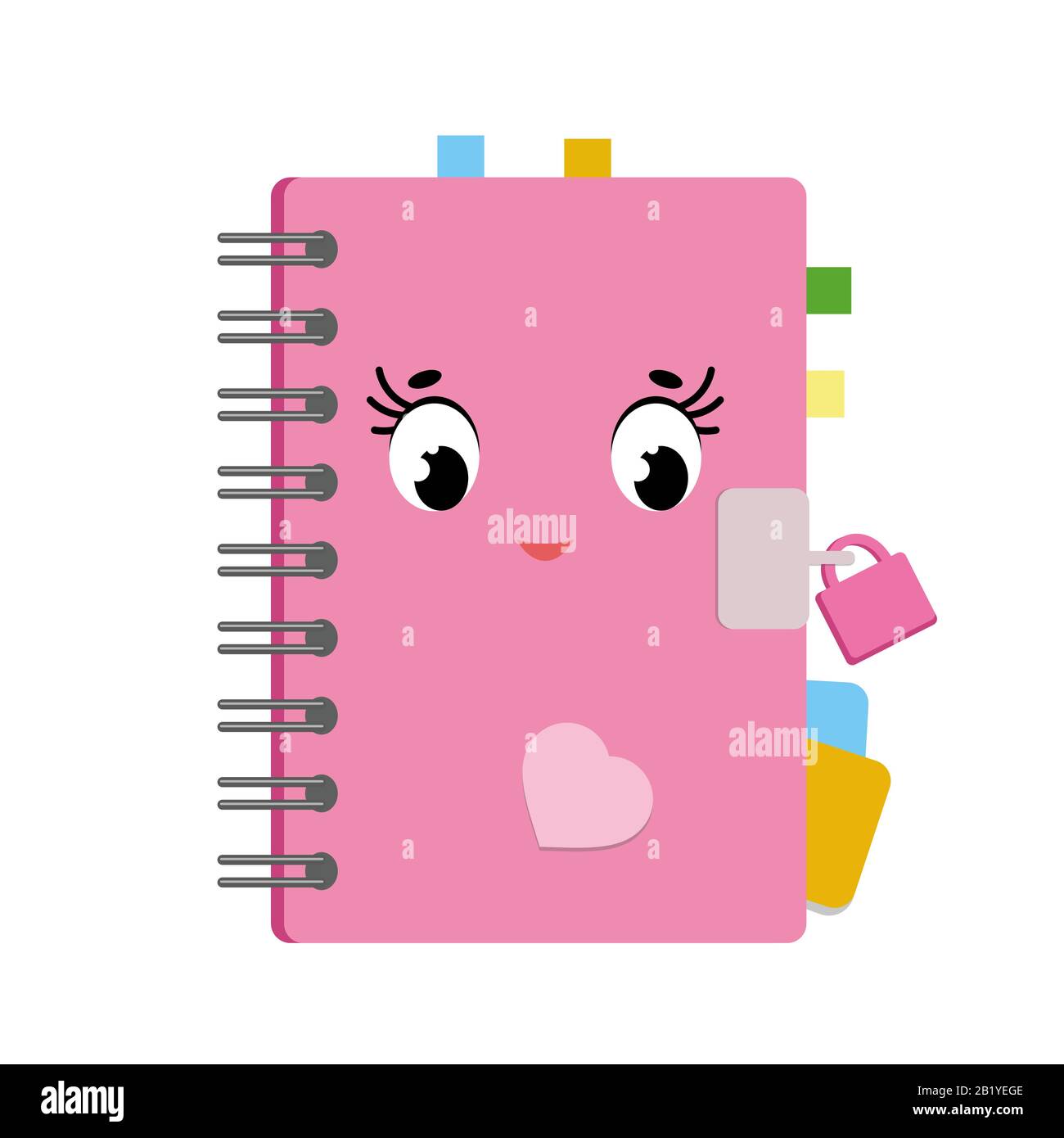 Lindo diario de dibujos animados en una portada rosa con pegatinas y  marcadores. Carácter lindo. Ilustración simple de vector plano aislada  sobre fondo blanco Imagen Vector de stock - Alamy