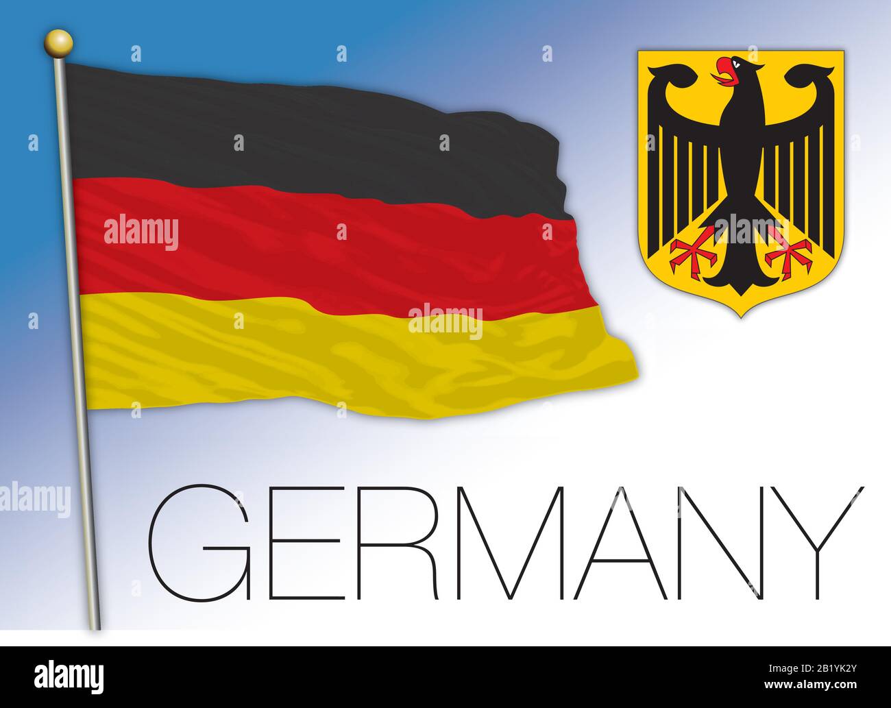 Alemania bandera nacional oficial y escudo de armas, Unión Europea, ilustración vectorial Ilustración del Vector