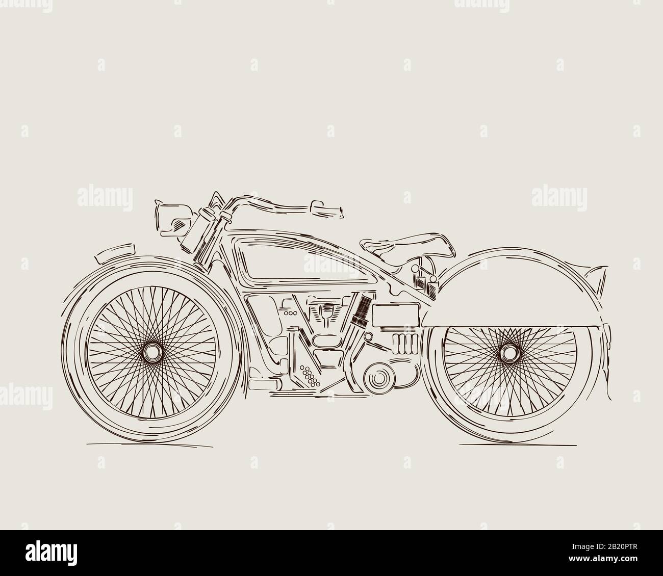 Dibujo de croquis vectorial de motocicleta vintage Imagen Vector de stock -  Alamy