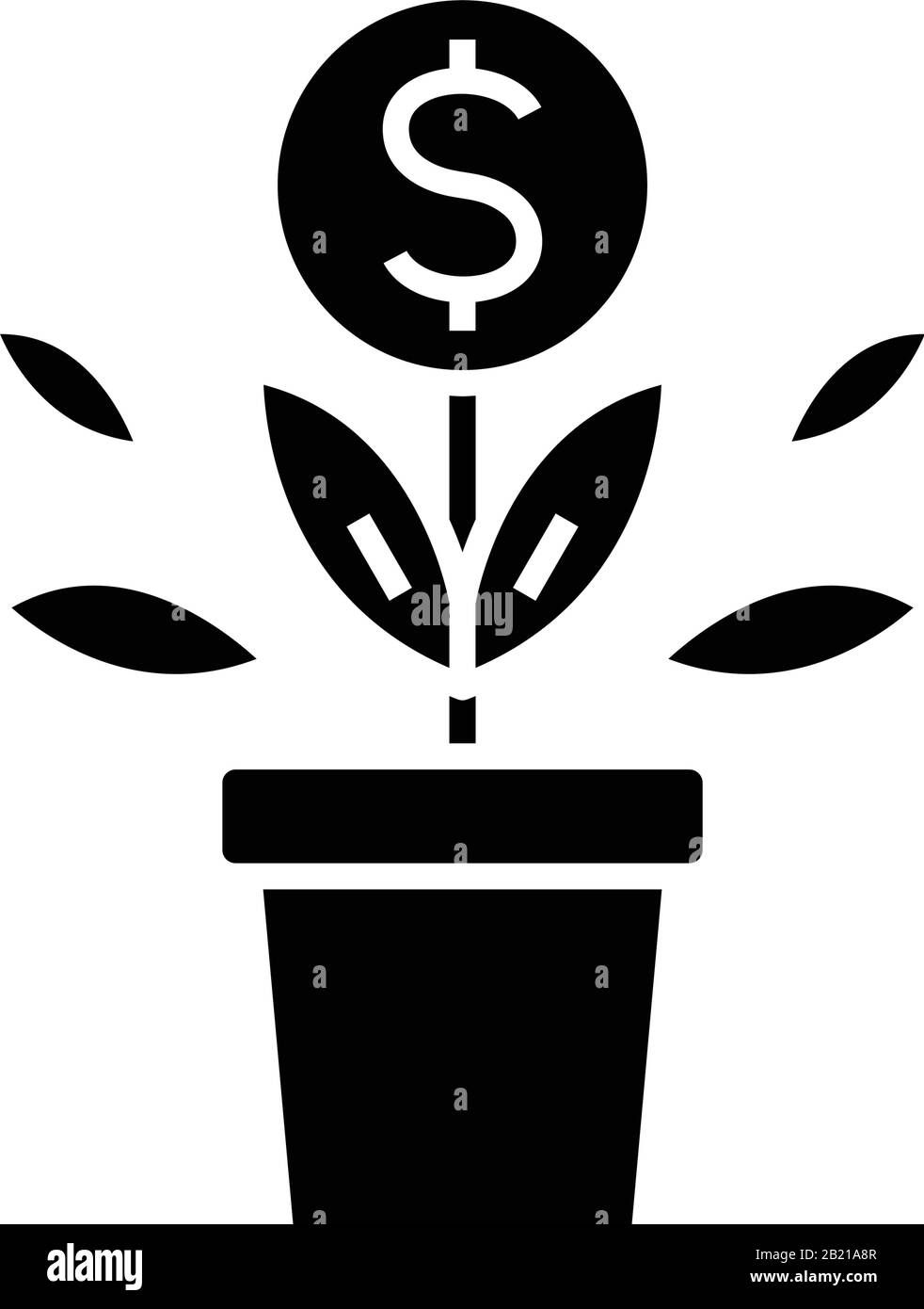 Crecimiento económico icono negro, ilustración de concepto, símbolo de vector plano, signo de glifo. Ilustración del Vector