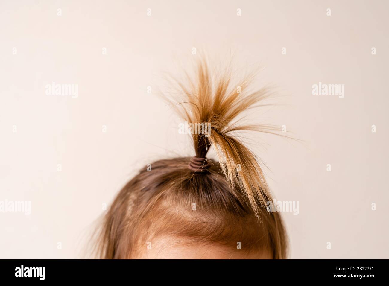 el primer ponytail del bebé, el peinado para la muchacha del niño pequeño.  concepto mínimo Fotografía de stock - Alamy