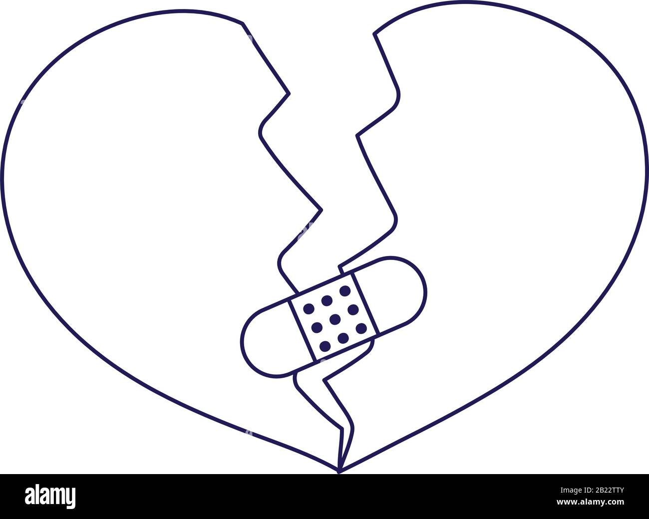 feliz día de san valentín, corazón roto amor triste vendaje icono de  primeros auxilios dibujos animados vector ilustración estilo de línea  Imagen Vector de stock - Alamy