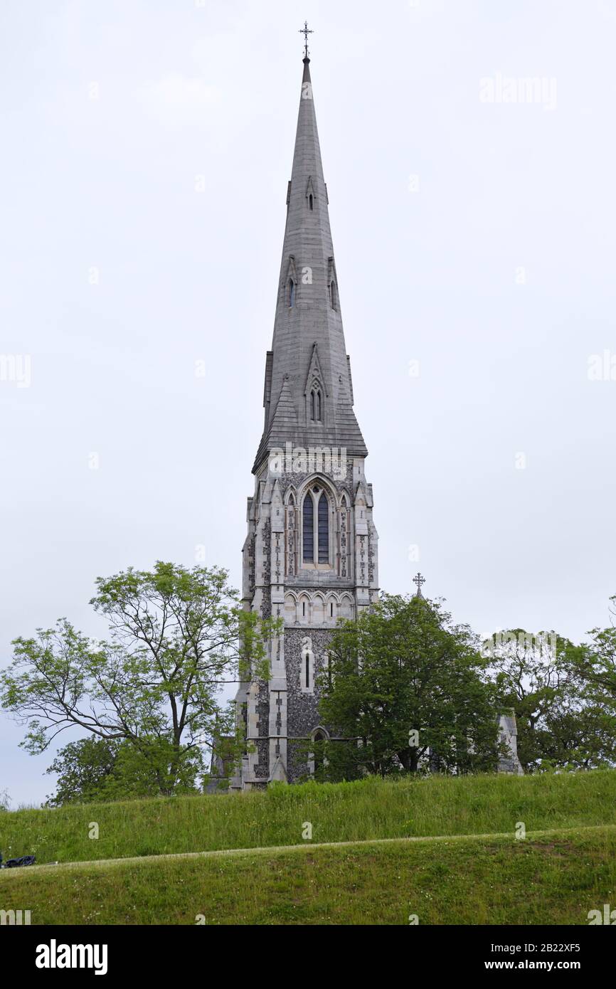 Campanario De La Iglesia De San Albans, Copenhague, Dinamarca Foto de stock