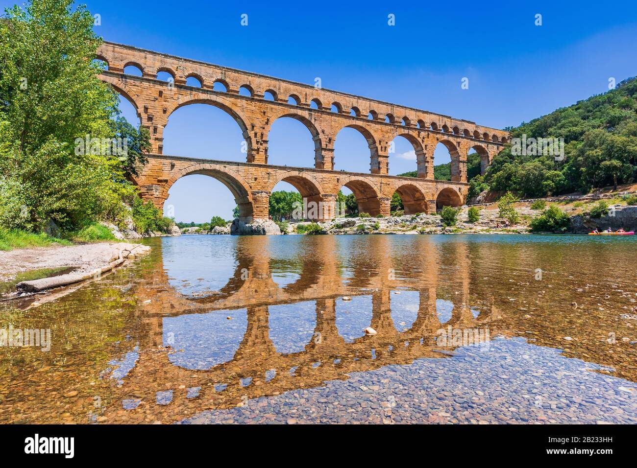 De Nimes, Francia. Antiguo acueducto del Pont du Gard. Foto de stock