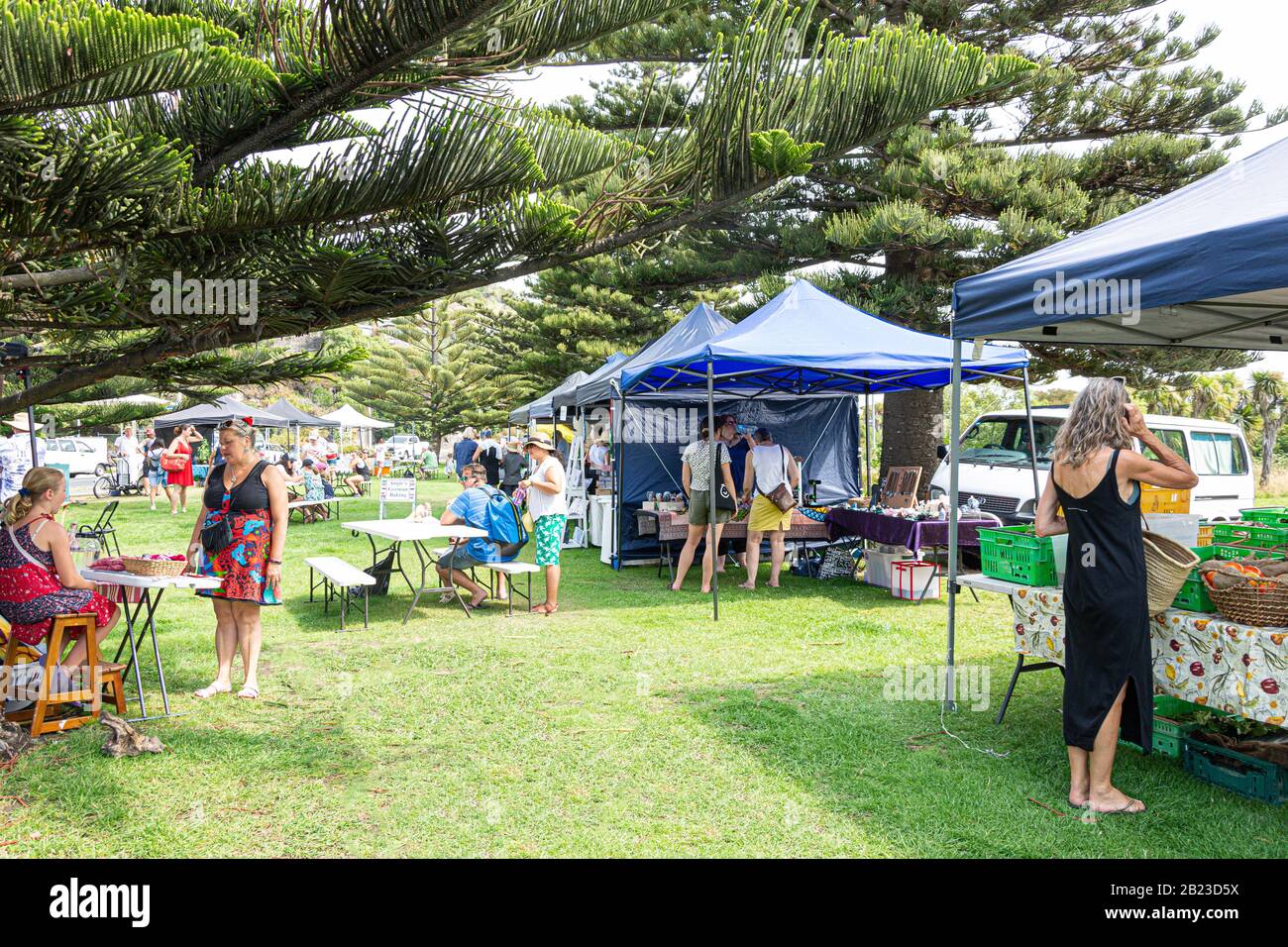 Sumner Sunday Market, Esplanade, Sumner, Christchurch, Región De Canterbury, Nueva Zelanda Foto de stock