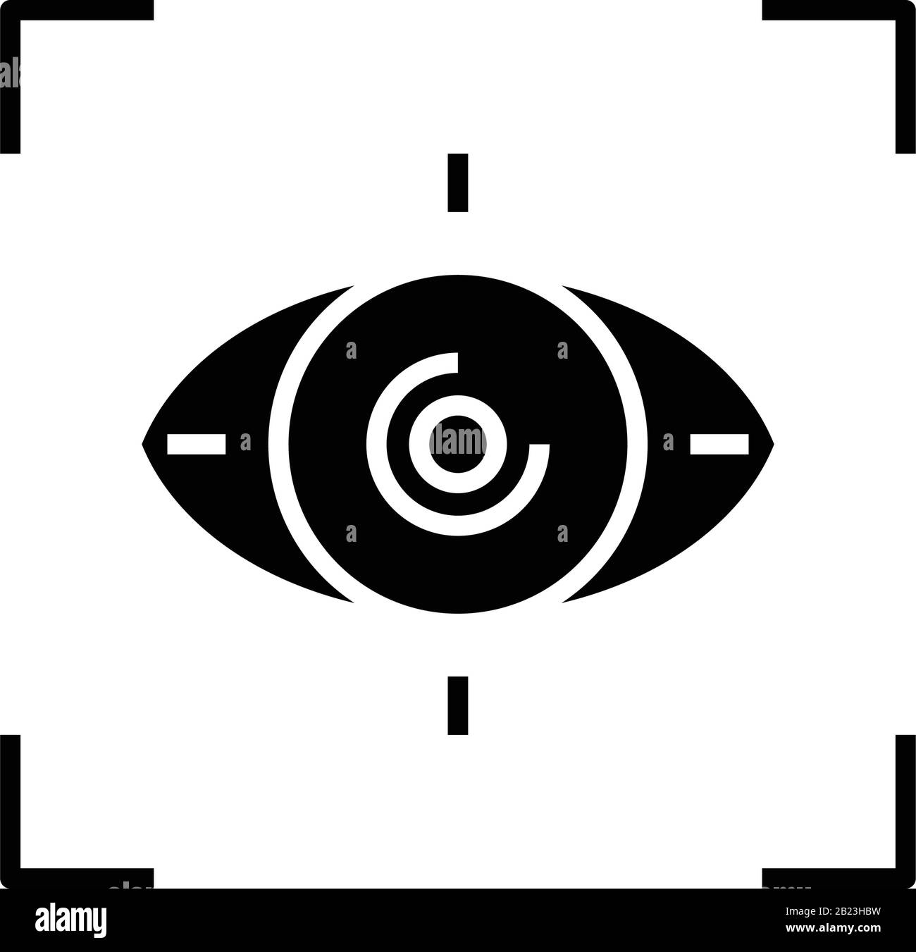 Icono de ojo negro, ilustración de concepto, símbolo de vector plano, signo de glifo. Ilustración del Vector