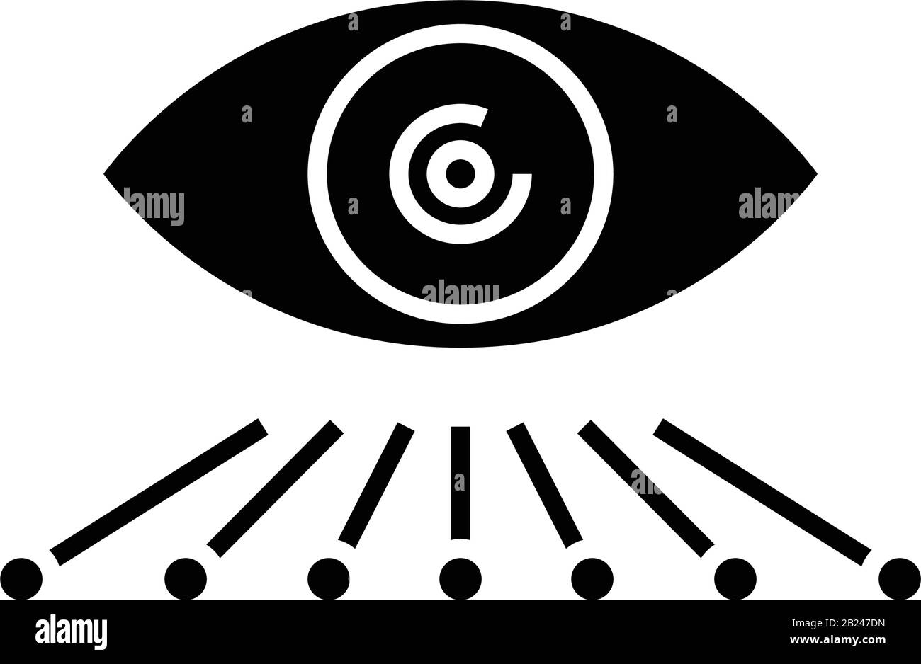 Icono de ojo negro, ilustración de concepto, símbolo de vector plano, signo de glifo. Ilustración del Vector