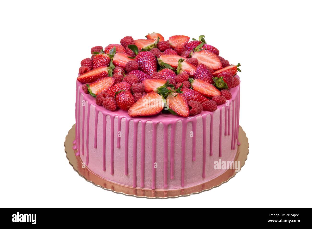 Pastel de fruta rosa, para un cumpleaños, de fresa Fotografía de stock -  Alamy