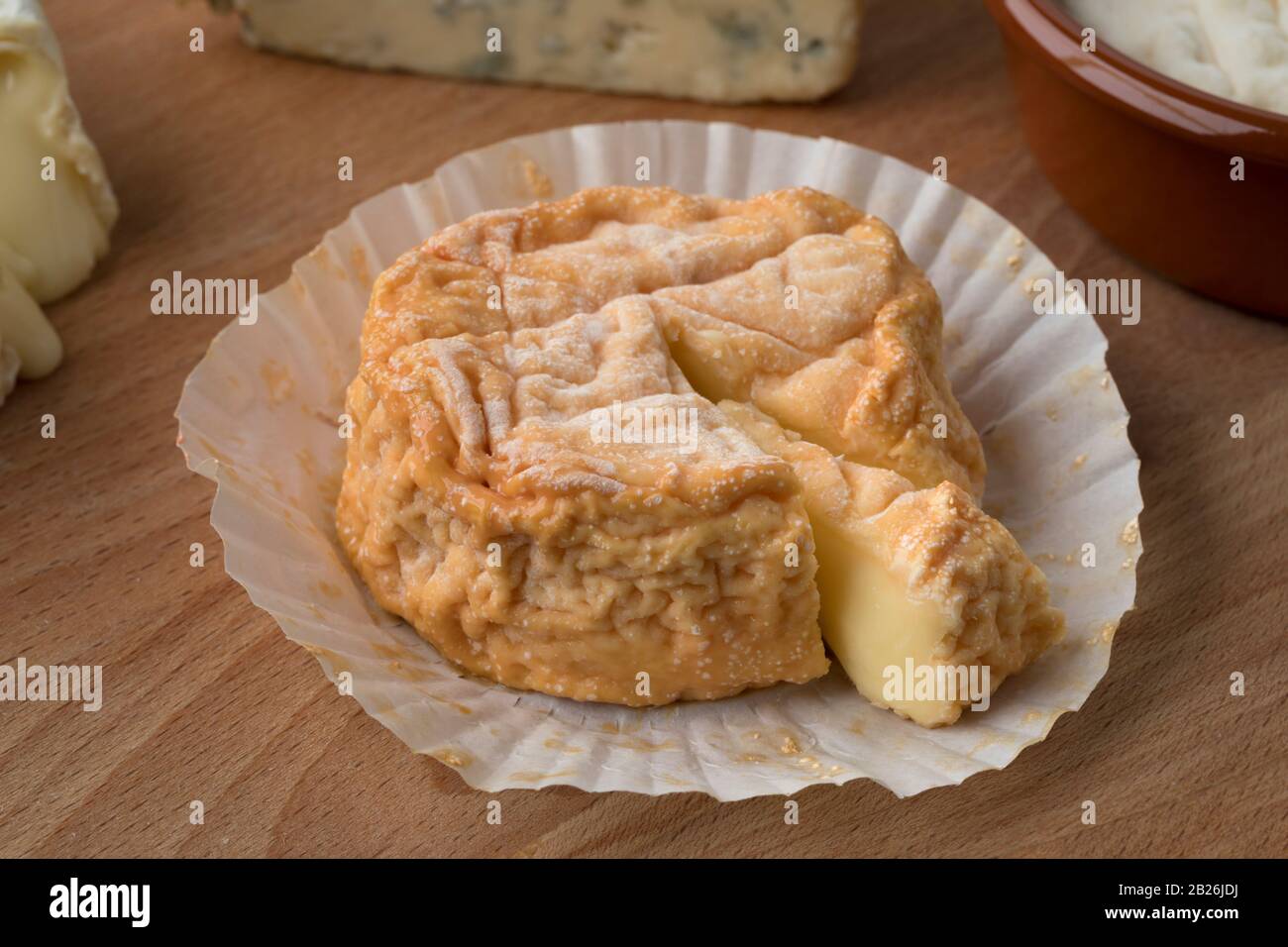 Petit Gaugry queso en papel para primeros planos Foto de stock