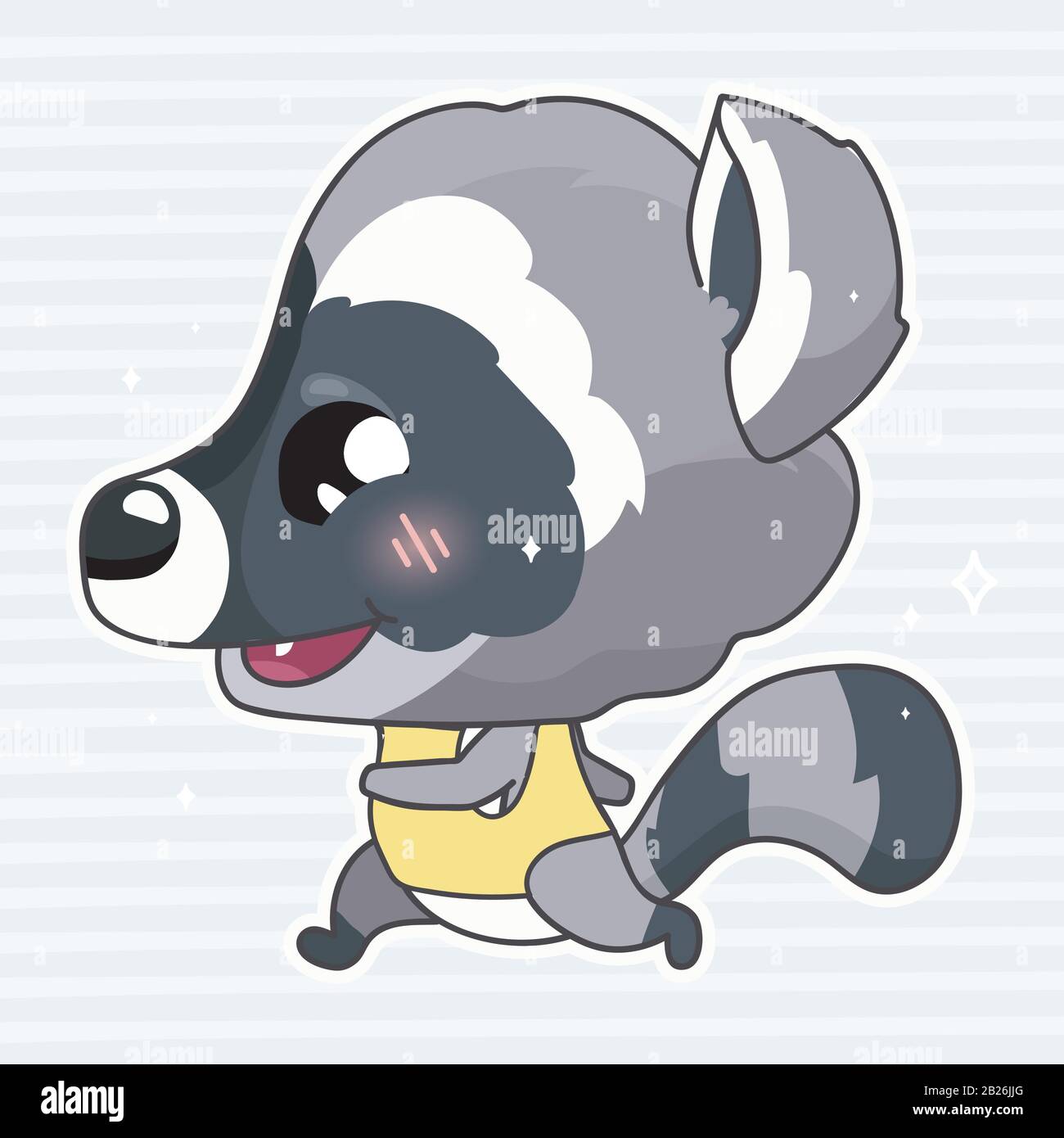Lindo Mapache Kawaii Personaje Vector De Dibujos Animados Adorable Y Divertido Correr Con Animales Footing Sticker Aislado Parche Anime Bebe Raccoon Disfrutar Saludable Imagen Vector De Stock Alamy