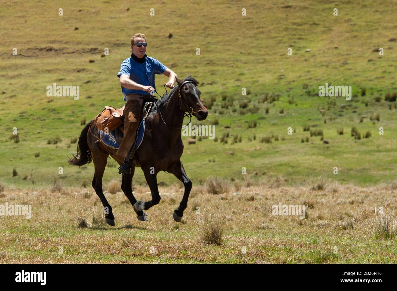 Paseos a caballo, Lesotho Foto de stock