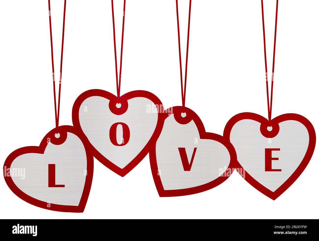 amor corazones colgantes texto metalizado romance ilustración Fotografía de  stock - Alamy