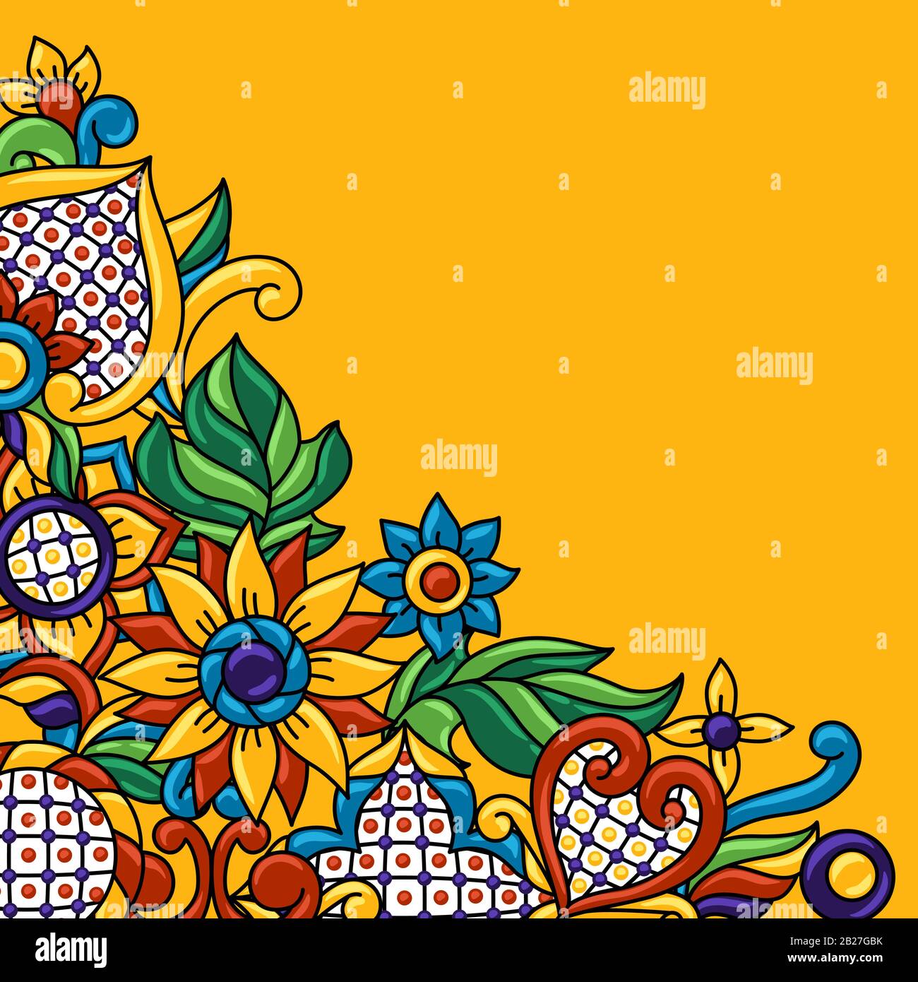 Antecedentes con el patrón talavera mexicano. Decoración con flores  ornamentales Imagen Vector de stock - Alamy