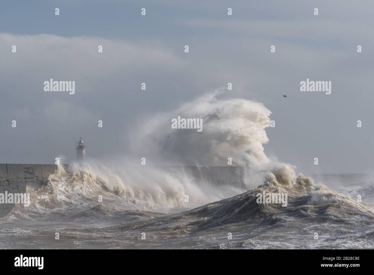Newhaven, Sussex del este el 29 de febrero de 2020. Tormenta Jorge batters Inglaterra trayendo vientos fuertes y fuertes lluvias. Foto de stock