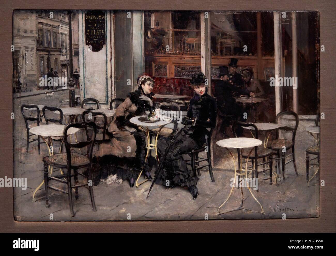 '''Conversación en el café'', c. 1878, Giovanni Boldini (1842-1931) Foto de stock