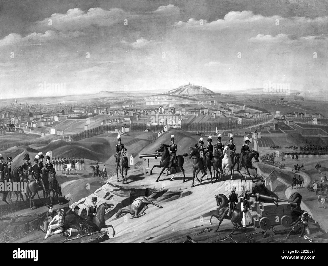 Battle of Waterloo 1815 (Belle Alliance), los monarcas de la zona frente a París. Foto de stock