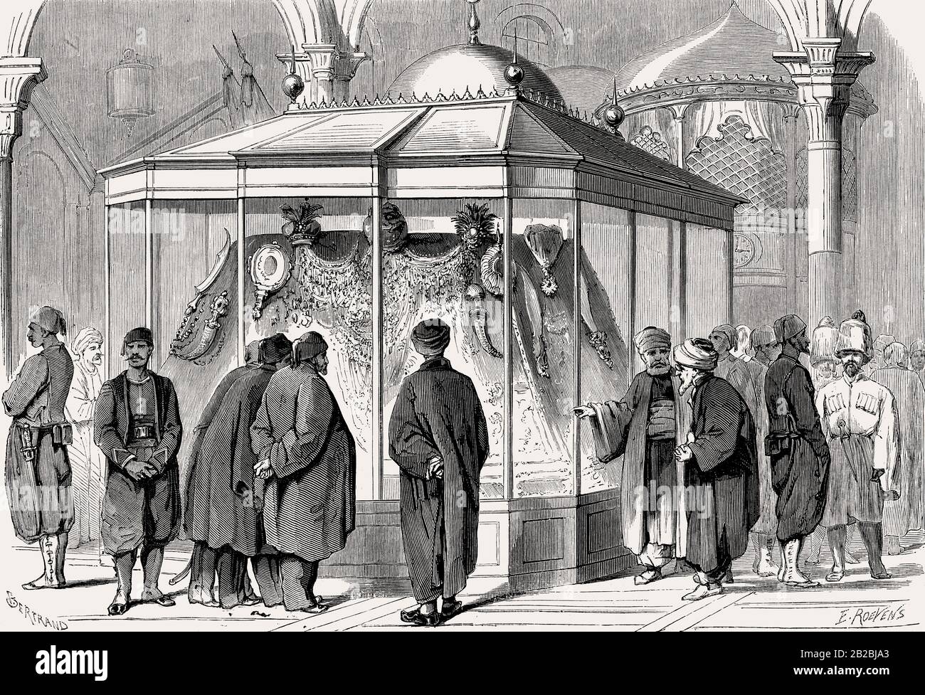 Escaparate con las joyas de la corona turca, exposición general otomana,  Constantinopla, Imperio Otomano, Turquía, 1863 Fotografía de stock - Alamy