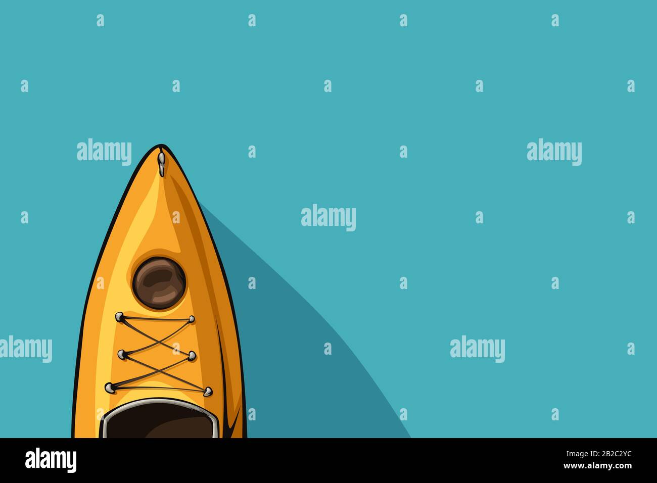 vista superior de kayak de dibujos animados amarillos Ilustración del Vector