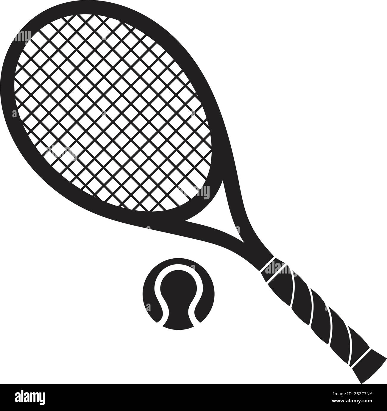 Raqueta de tenis con símbolo de pelota plantilla color negro editable.  Raqueta de tenis con icono de signo de bola símbolo de icono de signo  infinito ilustración de vector plano Imagen Vector