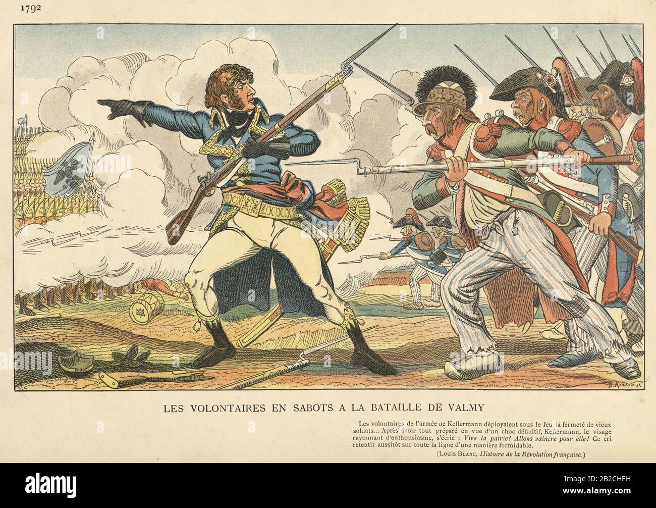 Soldados voluntarios de la revolución francesa usando zuecos en la