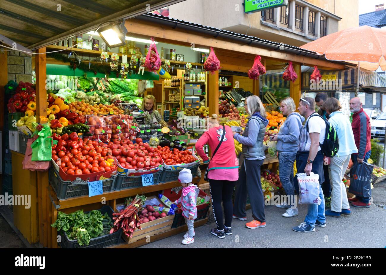 Obst und Gemuese, Verkauf, Zakopane, Polen Foto de stock