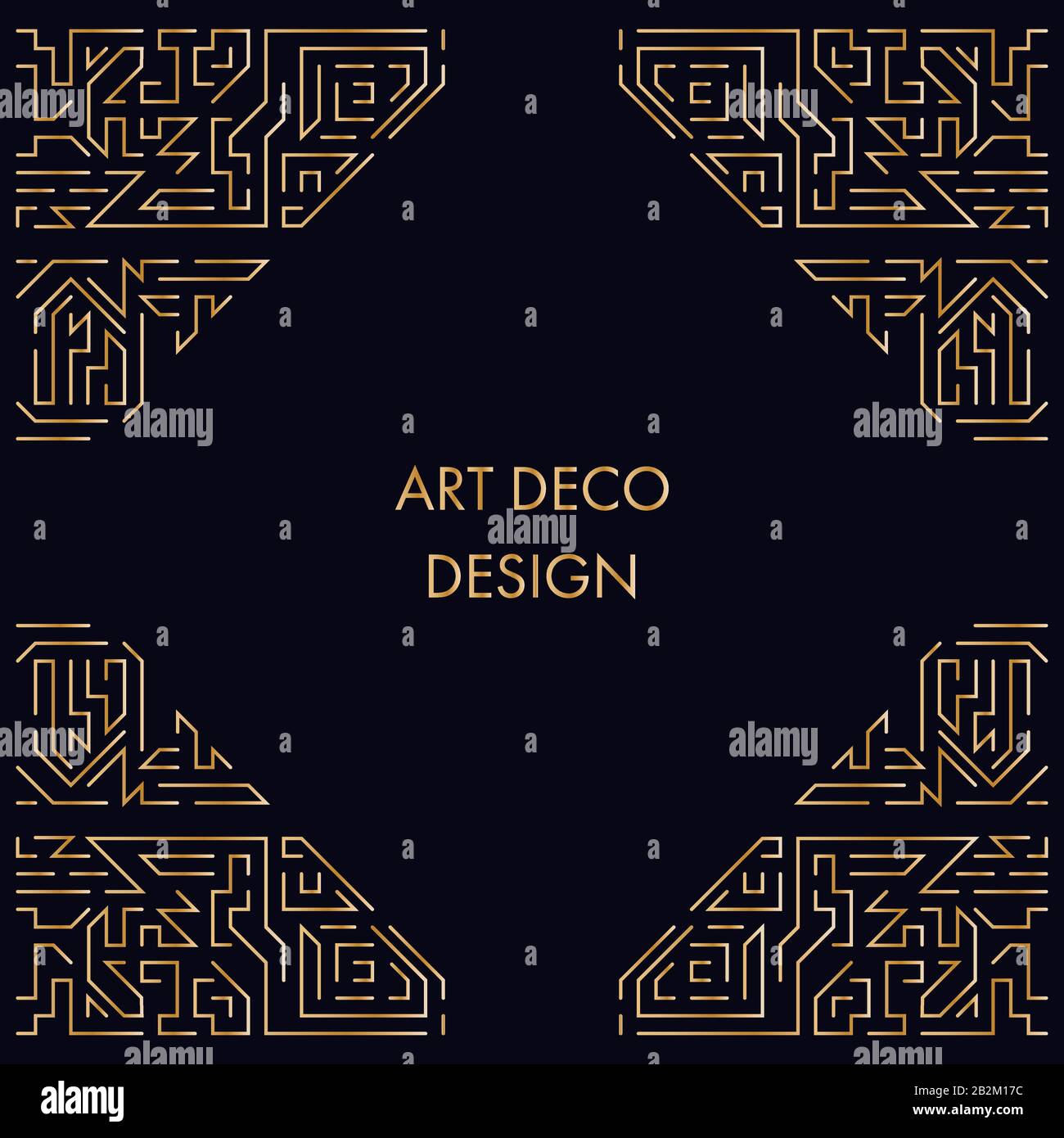 Resumen Marco De Estilo Art Deco Diseno De Bordes Sobre Fondo Negro Plantilla Geometrica De Contorno Dorado Para Presentacion Poster Volante Portada Fondo Imagen Vector De Stock Alamy